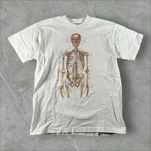 Vintage Anatomy Shirt Mens Large White Skeleton‎ Kurt Cobain Science Nirvana 90s